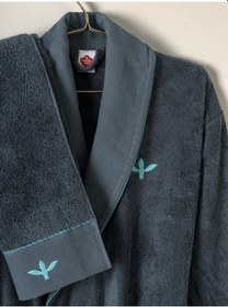 Resim Cotton Box Puff Nakışlı Aile Bornoz Seti Gaja Bej-petrol Diğer 