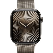 Resim Apple Watch Series 10 GPS + Cellular, 46 mm Natürel Titanyum Kasa ve Natürel Milano Loop - M/L 