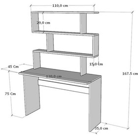 Resim Moonlife Moonlife Kaya Kitaplıklı Çalışma Masası Beyaz 