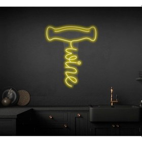 Resim Wine Yazılı Ve Şekilli Neon Tabela Sarı 