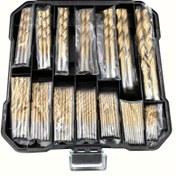 Resim 50 Adet Titanyum Kaplamalı Yüksek Hız Çeliği Matkap Ucu Seti, Altıgen Saplı, Düz Spiral, Yuvarlak Saplı Ahşap, Metal ve Plastik İçin - Dayanıklı Çelik Malzeme, Farklı Boyutlarda 