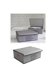 Resim Keçe Kapaklı Kutu -baza Altı Düzenleyici- Organizer 1 Adet 50x40x19 Cm Gri-beyaz 