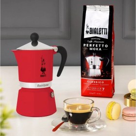Resim Braventa Collection - Rainbow: 1 Cup Ocak Üstü Espresso Pişirici - 60ML - Kırmızı Renk - Alüminyum Gövde - Patentli Güve 