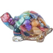 Resim Geeksen Küçük Kaplumbağa Dekoratif Masaüstü Ve Araba Süs Eşyası - Renkli Kabuk + Altın Yaprak Desenli, Dayanıklı Malzeme, Kayma Önleyici Tabanlı 