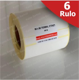 Resim 80X80 Termal Etiket 6 Rulo Barkod Etiket Kalite Barkod 