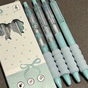 Resim 4 adet siyah geri çekilebilir jel kalem paketi, 0.5 mm uçlu, düzgün yazma için tasarlanmış, ofis, okul ve günlük defter için uygun, unisex kırtasiye seti. 