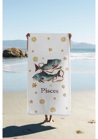 Resim Dijital Baskı Plaj Deniz Havlusu Balık Burcu Desenli Peştamal Hvl0038 Renkli 