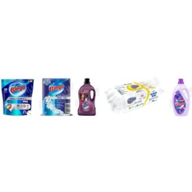 Resim Bingo Bulaşık Tab. 36'lı + Bulaşık + Tüm Renkler Sıvı 3 L + Yüzey Tem.havlusu 96'lı + Soft Yumuşatıcı 3l 5'li Set 