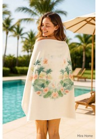 Resim Unisex Baskılı Plaj Deniz Havuz Havlusu %100 Pamuk 70x145 Cm Wonderfull Yeşil 