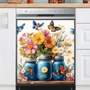 Resim 2 Adet Çiçek & Kuş Mutfak Çıkartmaları - Mat PVC, Bulaşık Makinesi, Fırın, Buzdolabı & Daha Fazlası İçin Kendinden Yapışkanlı Stickerlar - Çağdaş Ev & Restoran Dekoru 