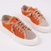 Resim Muggo Damsel Bağcıklı Taşlı Kadın Günlük Denim Sneaker Spor Ayakkabı 