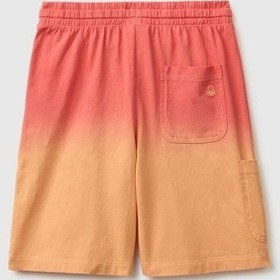 Resim United Colors Of Benetton Erkek Çocuk Kırmızı Mix Arka Cebi Logo Detaylı Beli İpli Bermuda Şort 6-14 Yaş -2855 