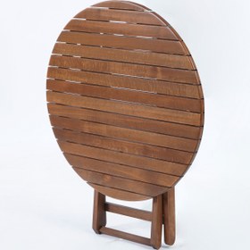 Resim Yuvarlak Katlanır Ahşap Kamp & Piknik Masası - 80X80 