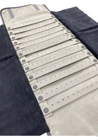 Resim Deri Kumaş Gri Renk 64 / 25 Cm Küpe Sergileme Seyahat Çantası 