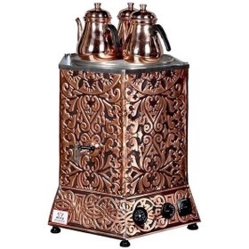 Resim Anka Pro Max Elektrikli Çay Makinası 4 Demlikli 50 Litre Bakır 