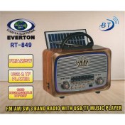 Resim Nusrat Bilişim Everton Rt-849 Bluetooth Fm-Usb-Tf-Aux Şarjlı Nostaljik Radyo Güneş Panelli 