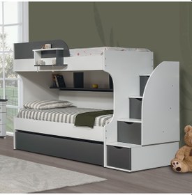 Resim Setay Mobilya 90x200 Aura 3'lü Yavrulu Ranza - Antrasit 