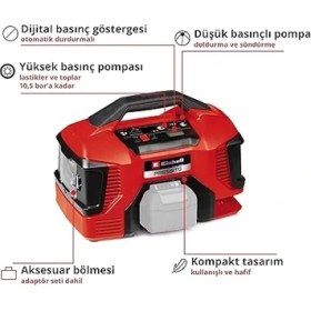 Resim Pressito 18/21 Power X-Change Akülü Hava Kompresörü (18 V, Maks. 10.5 Bar, 21 L/dk Emiş Gücü, 18000 Rpm Motor Hızı, Yağsız, Akü Dahil Değildir) - 4020467 
