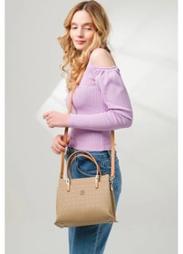 Resim Just Polo 5 Bölmeli Şık El & Omuz Çantası Shoulder Bag Ebat : 22 X 25 Cm Vizon 