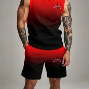 Resim Yeni Erkekler için Ter Emici Spor Kapüşonlu Üst ve Şort Takımı 