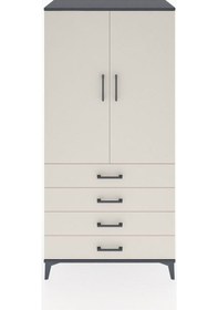 Resim Hyperion Dolap Tek Raflı 4 Çekmeceli Tek Askılı 88x44x182 Antrasit-aytaşı Antrasit 