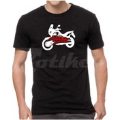 Resim Honda Africa Twin Silüet Logo Tasarım Motorcu Tişörtü Beyaz Kırmızı 