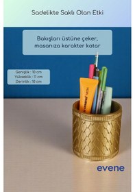 Resim Kalemlik Masa Kalemliği Organizer Kalemlik Altın Renk Model 87 Çok Renkli 