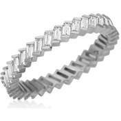 Resim Stillove Gümüş Baget Taşlı Rodyum Tamtur Kadın Yüzük 