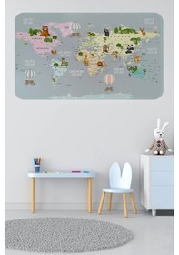Resim Eğitici Dünya Haritası Dünya Atlası Çocuk Ve Bebek Odası Duvar Sticker -60x105-3816 Renkli 