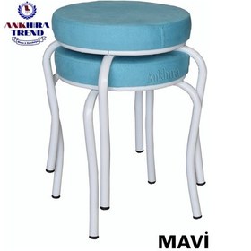 Resim Tabure (Beyaz Ayaklı) (2 Adet)-Mutfak Balkon Tabur... 