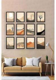 Resim Artavessa 12 Parça Siyah Çerçeve Görünümlü Mdf Tablo Seti - 12ARTAVESSA28 