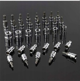 Resim Premium 58 Parça 46mini Lokma Takımı Otomatik Cırcırlı 1/4" 12 Parça Kombine Açık Ağız-yıldız Takım 