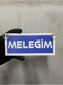 Resim Mavi Renk Üzeri Beyaz Renk Meleğim Yazılı Vantuzlu Cam Süsü 