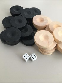 Resim Sevimle Store Yapımı Ahşap Tavla Pulu 2 Adet Zar Hediye 35 mm 