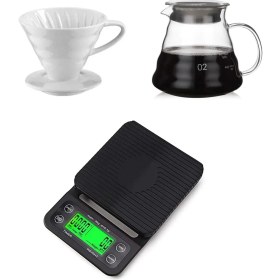 Resim Kahve Demleme Tanışma Seti V60|SÜRAHI|KAHVE Tartısı|3lu Set 