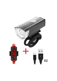 Resim Siyah Puntos Bisiklet Su Geçirmez 2 Adet/takım Bisiklet Usb Şarj Edilebilir Ön Lamba Bisiklet Arka Işık Siyah 