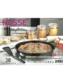 Resim Özbience Büyük Boy, Yuvarlak Emaye Fırın Tepsisi 40 Cm, Şık ve Dayanıklı Tasarım 