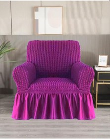 Resim Bürümcük Koltuk Örtüsü ,berjer Kılıfı, Tek Kişilik, Etekli Mor Mor 