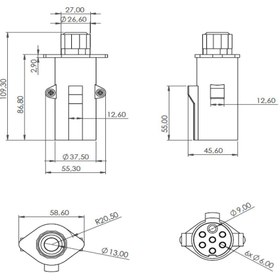 Resim Römork Fişi - N Tip (Vidalı) Metal - 7 Pin 