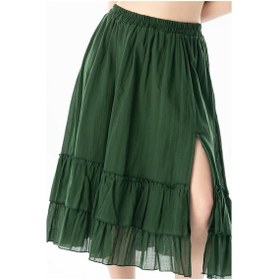Resim Eliş Şile Bezi Lavinya Beli Lastikli Vual Uzun Yazlık Etek Yeşil Ysl-yeşil Yeşil 