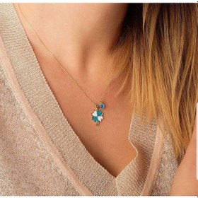 Resim Yonca Altın Kalp Kolye Mineli 14K Gold 