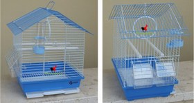 Resim Dayang iki kapı çatılı muhabbet kuşu kafesi mavi 30x23 