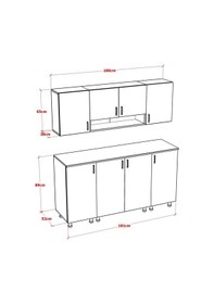Resim Lily Mutfak Dolabı Alt Üst Modül 180 Cm Tezgah Dahil Beyaz 