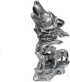 Resim SUME Dekoratif Uluyan Kurt Heykel Biblo GÜMÜŞ 