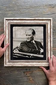Resim Oscar Stone Decor Çerçeveli Tablo Taş Duvar Dekoru 30 X 30 Cm Atatürk Arabada 
