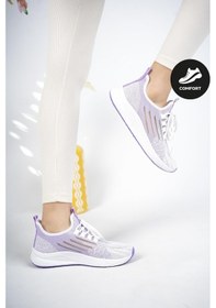 Resim Muggo Ultraboost Unisex Ortopedik Günlük Garantili Yürüyüş Koşu Sneaker Spor Ayakkabı Mor 