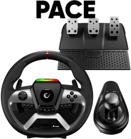 Resim Rampage V987 Force Feedback 3 Pedallı-El Vitesli ***Pc Uyumlu*** Oyuncu Direksiyonu Direksiyon Seti 