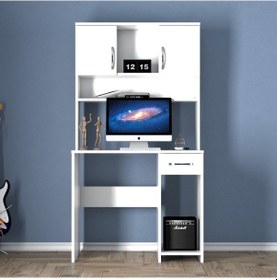 Resim Moxenmobilya Moxen C1 Kitaplıklı Çalışma Masası Beyaz 