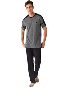 Resim Mod Collection Sıfır Yaka Kısa Kol Erkek Pijama Takım 