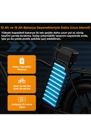 Resim Roxform R-300 Elektrikli Katlanabilir Bisiklet 13ah Shimano Altus Hidrolik Fren Alüminyum Kadro Beyaz 